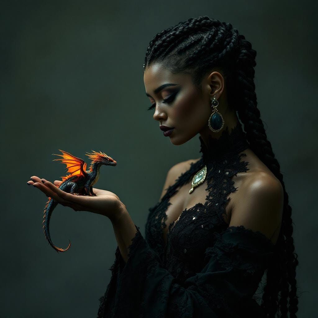 Woman with Dragon: Cinematic Film Still