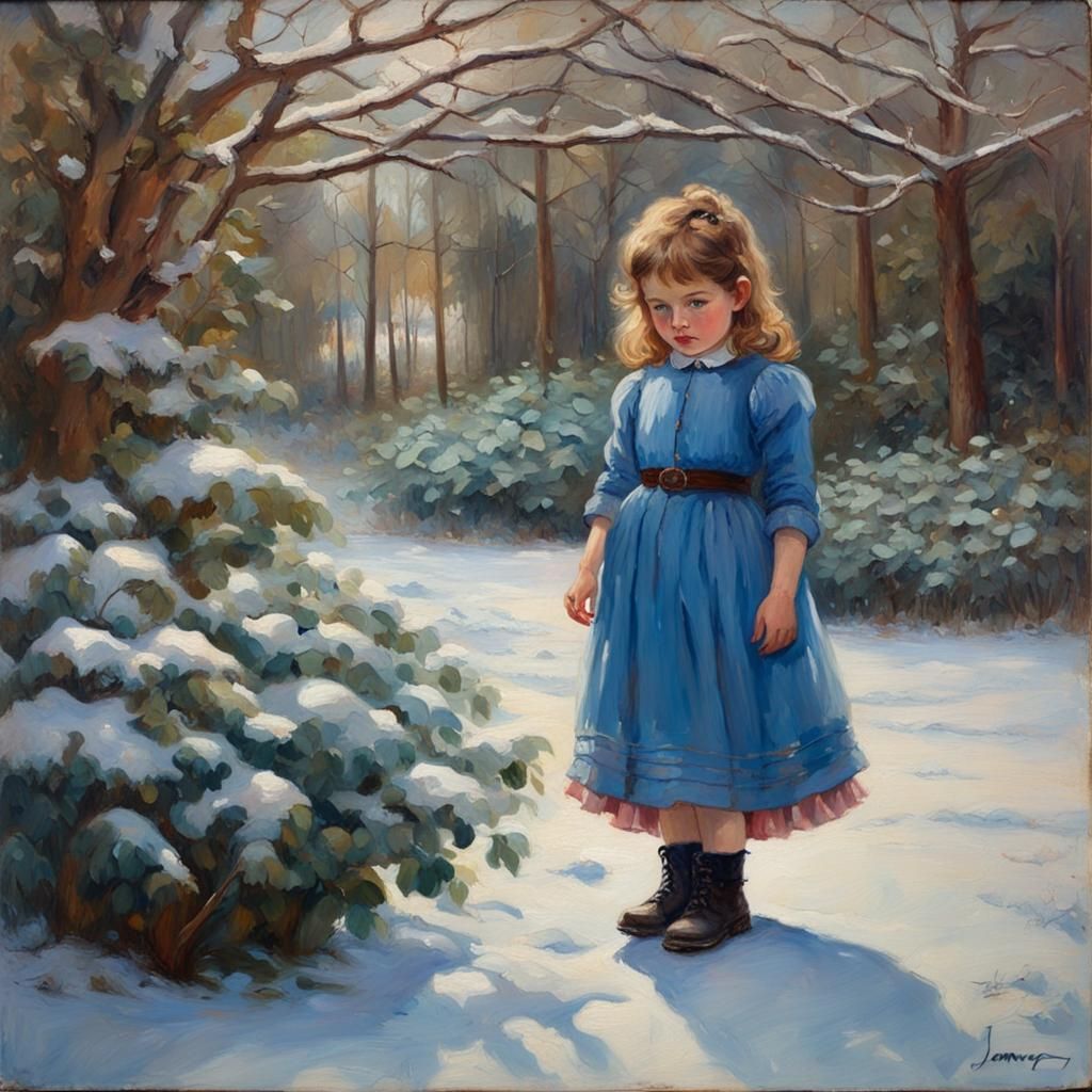 Girl in Blue Dress, Winter Garden, Gurney Style