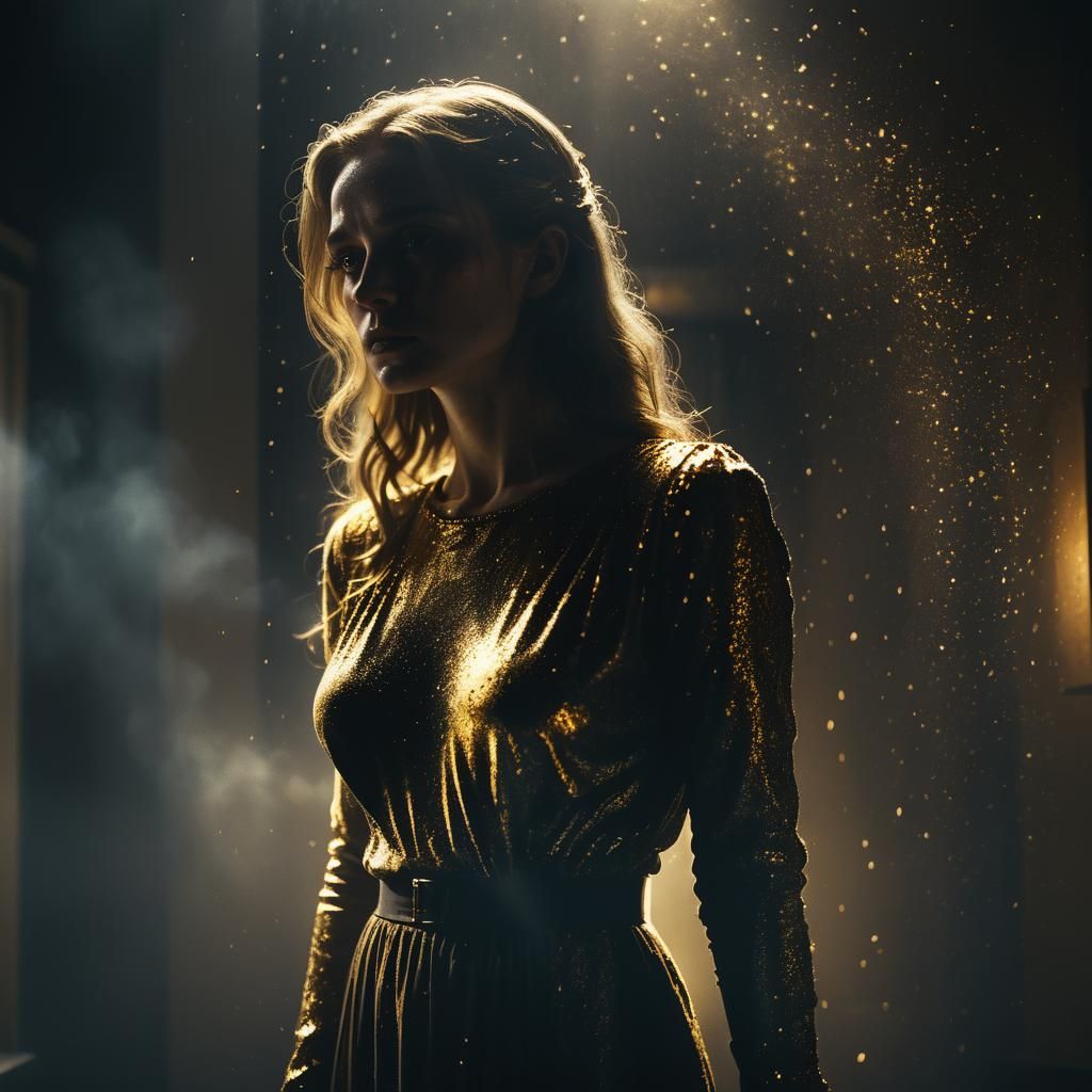 Gold Dust Woman in Dark Cinematic Scene