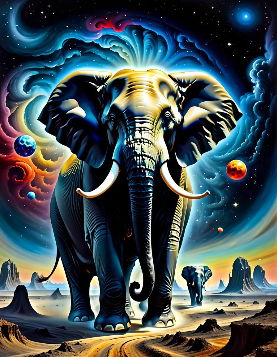 Surreal Elephant in Space: A Cosmic Horror