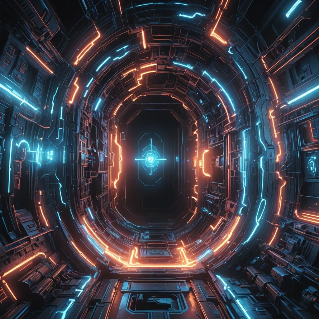 Neon Blue Ghost Plasma Teleport: Digital Matte Painting