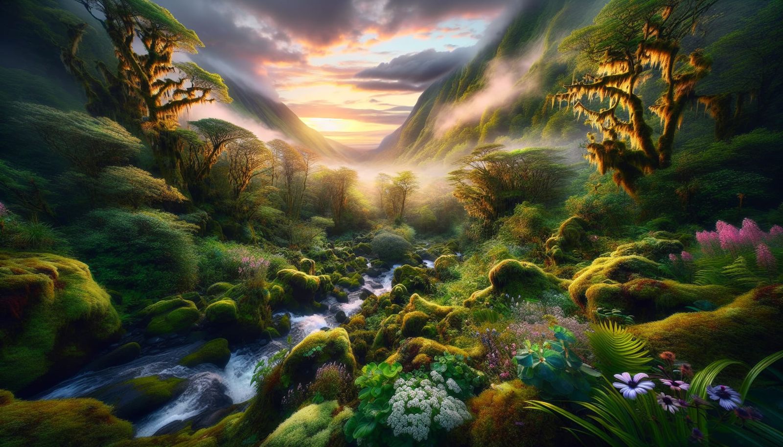 Lush Botanical Landscape in Hyperrealistic CGI