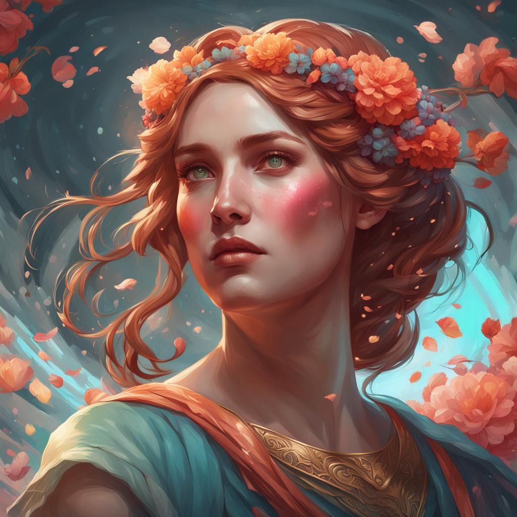 Persephone Portrait in Art Nouveau Style