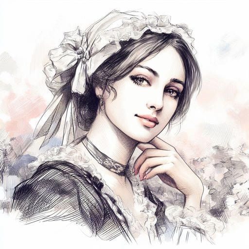 Beautiful French Woman in 19th Century Style