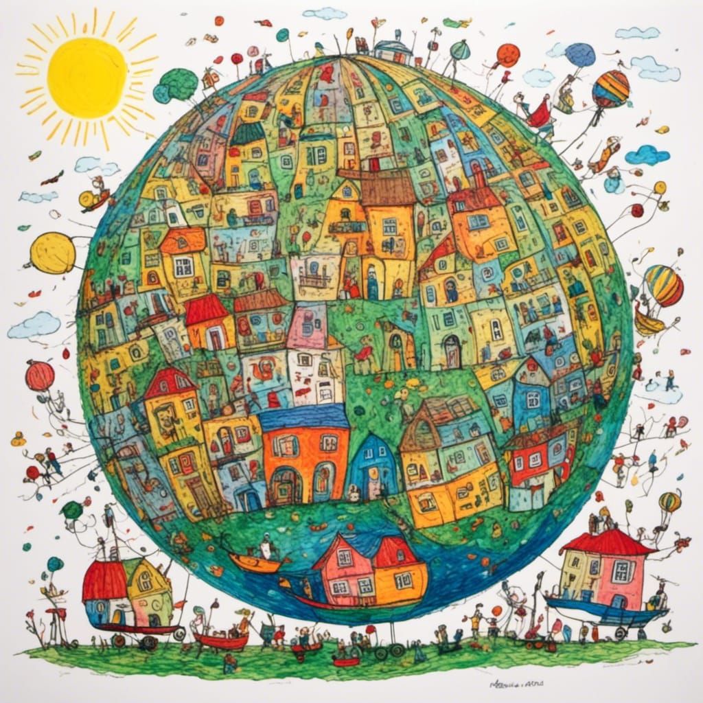 Happy globe<lora:Key Luna:1.0> outsider art