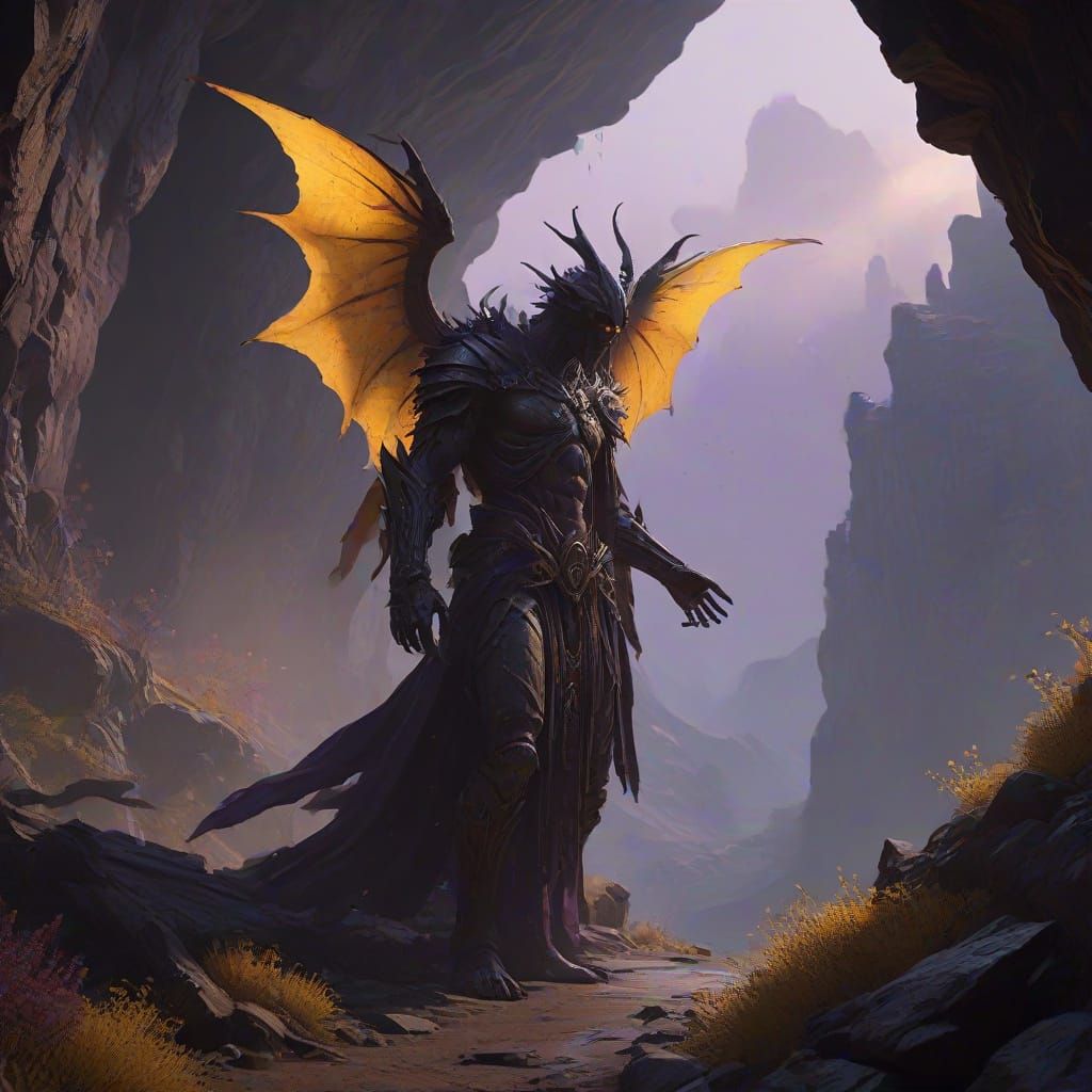 Dark Fantasy Warlock Channels Forbidden Magic Amidst Ancient...