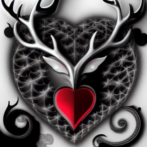 Fractal Eagle Faun with Heart Glasses in Ink