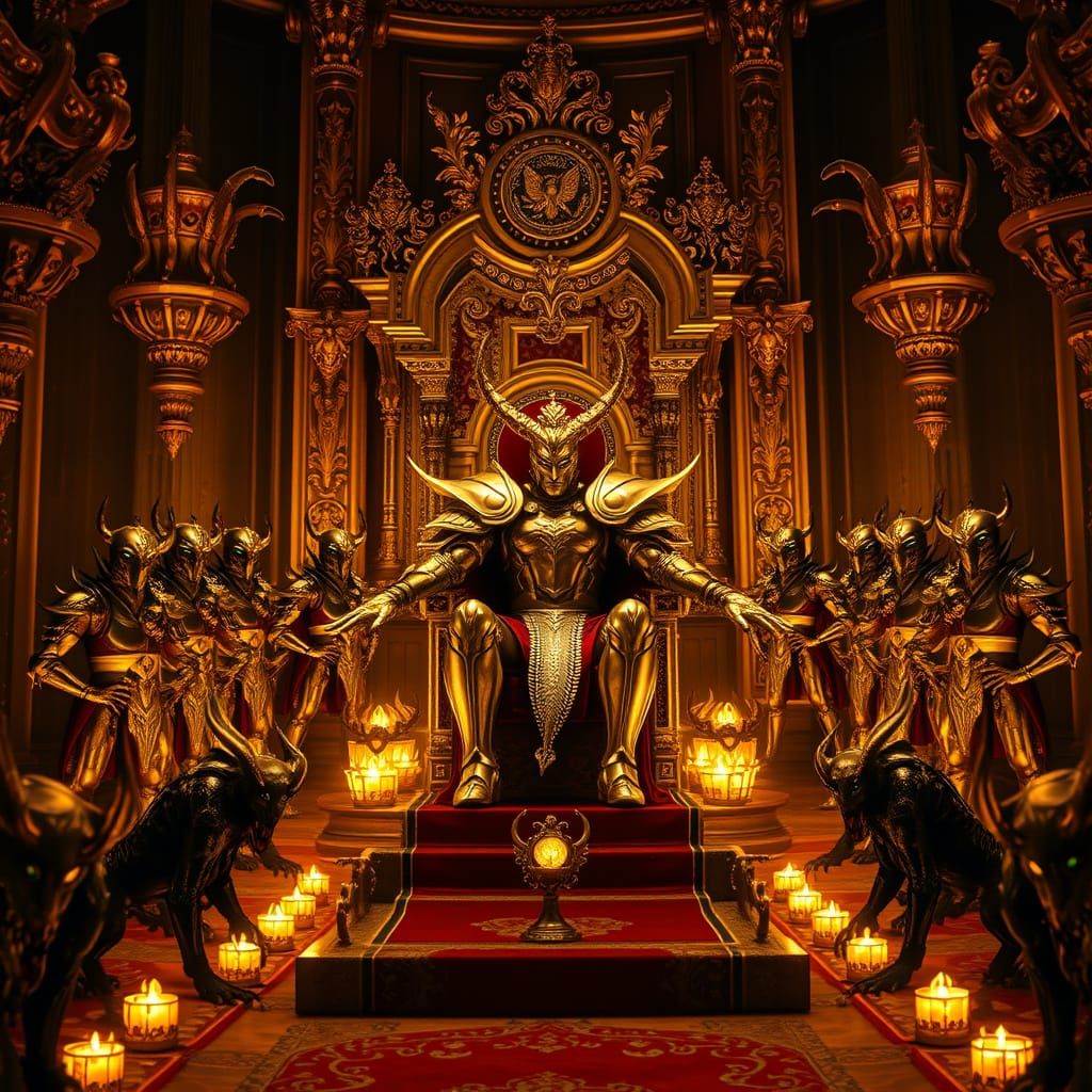 Epic Throne Room Scene in Gold-Toned Splendor