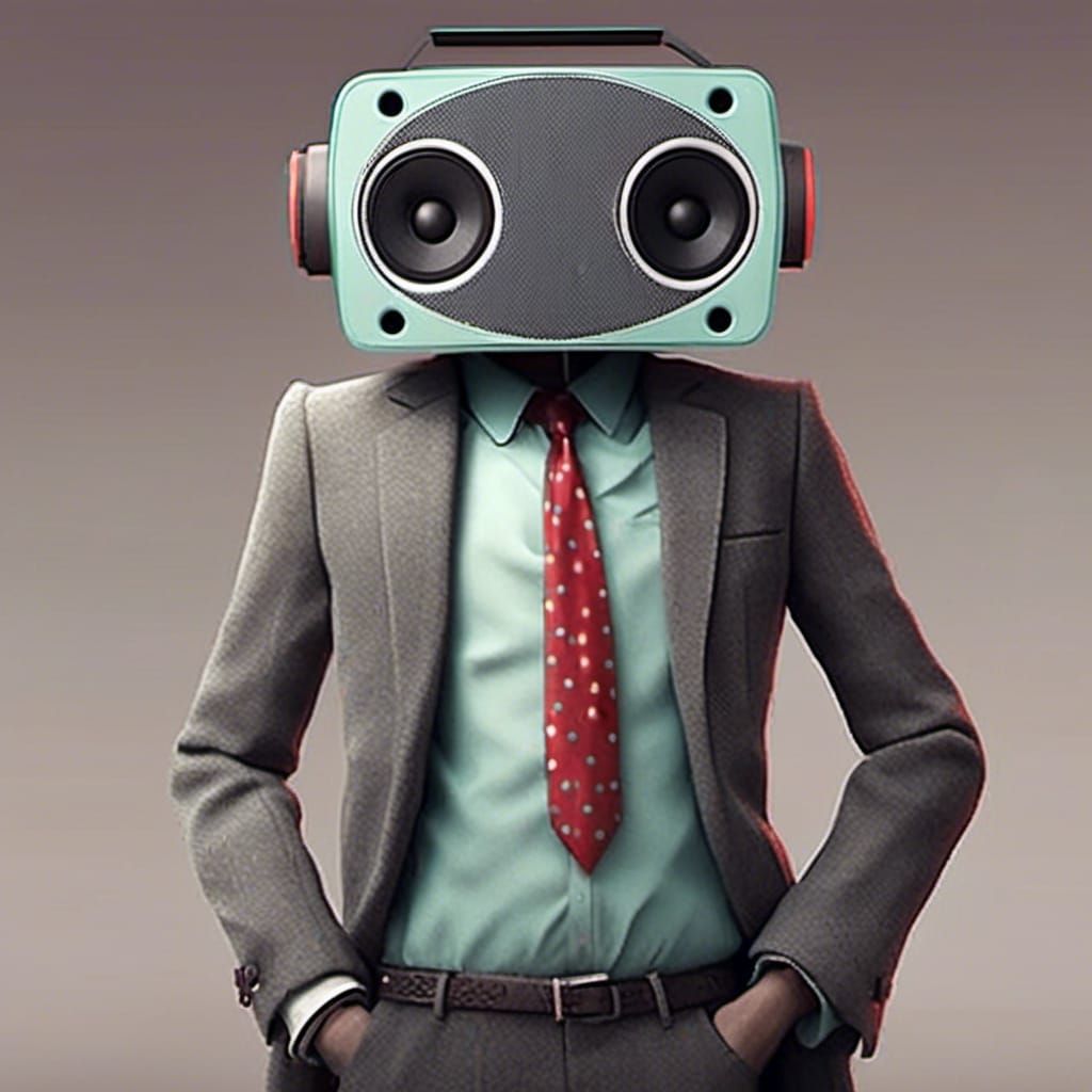 Skibidi Speakerman in Grey Tuxedo, Fantasy Art