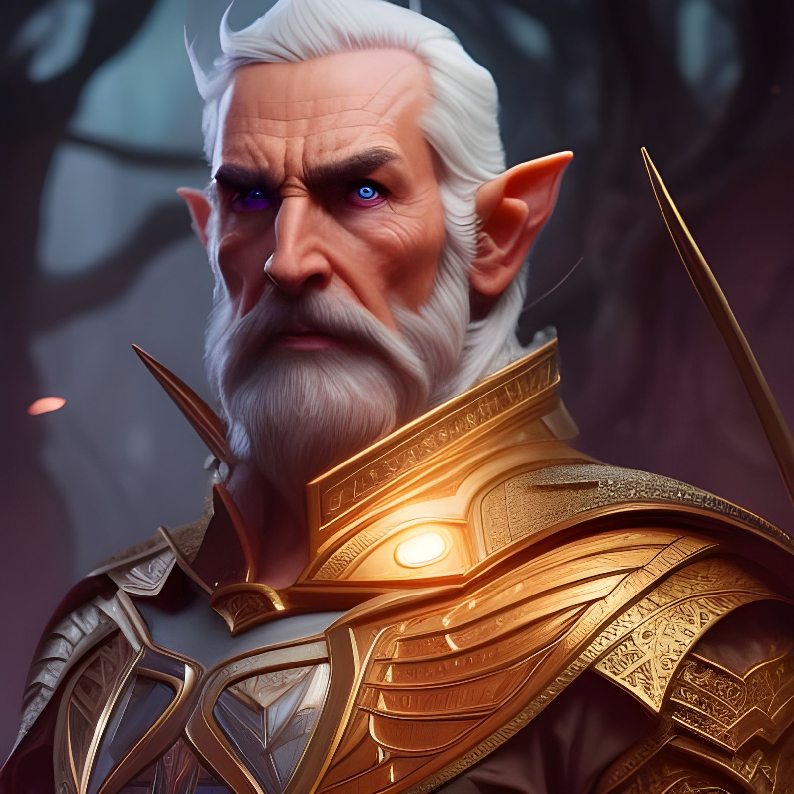 Detailed Elven Elder Portrait in Fantasy Art Style