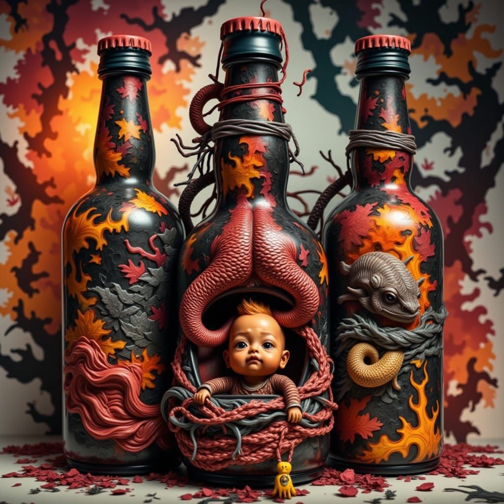 Vibrant Lava Storm in a Bottle