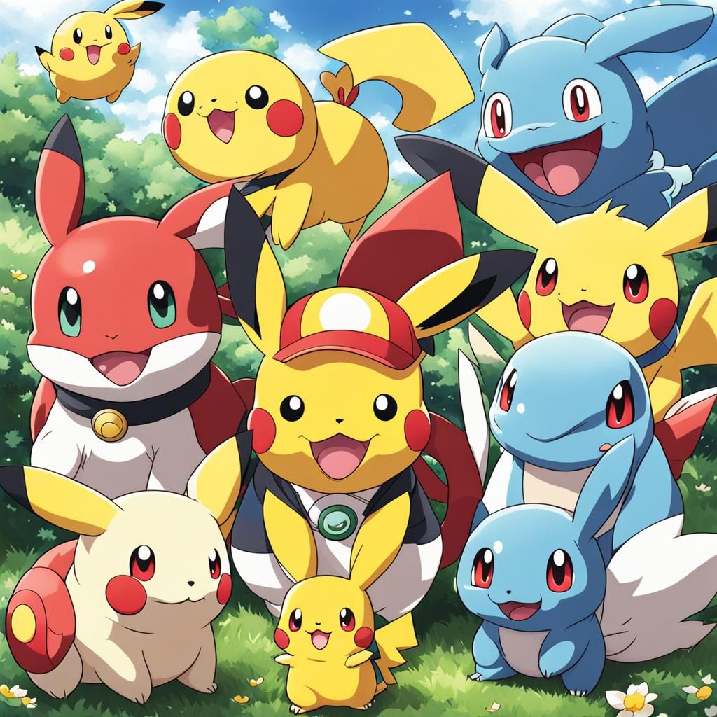 Cute Pokémon in Anime Key Visual Style