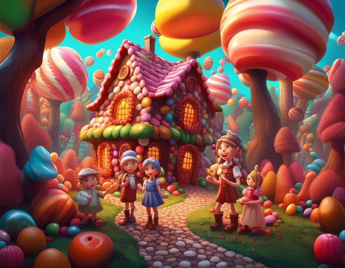 Hansel and Gretel's Candy House: A Whimsical Illustration