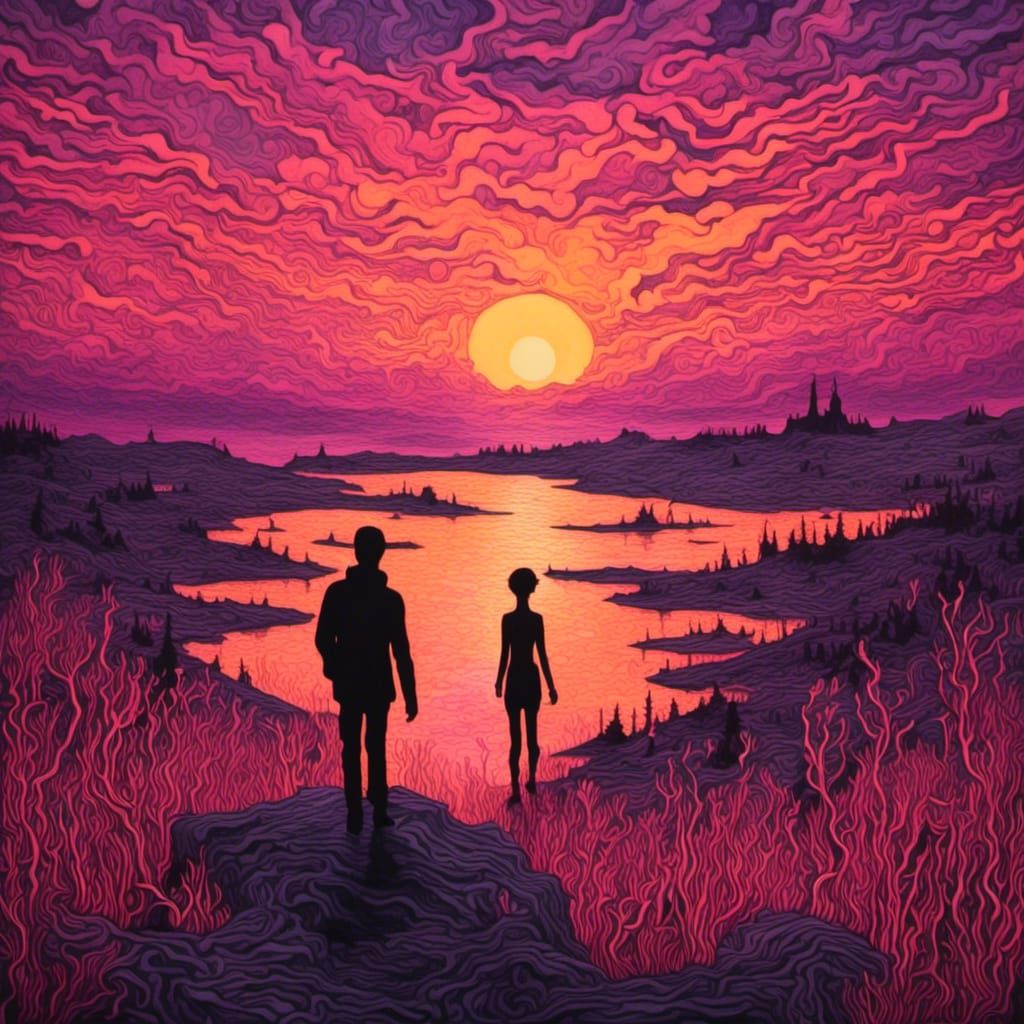 Silhouette Against Psychedelic Sunset