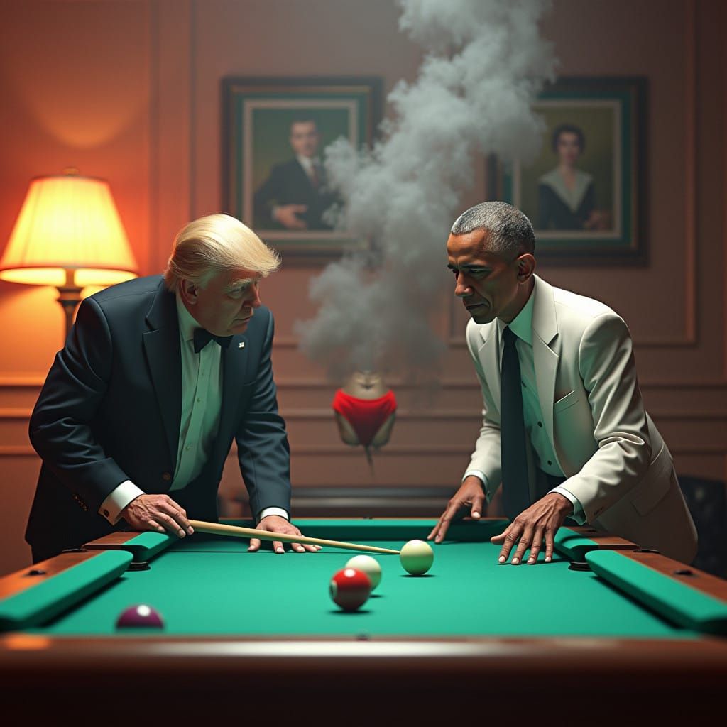 Futuristic Pool Game Scene in Cyberpunk Style