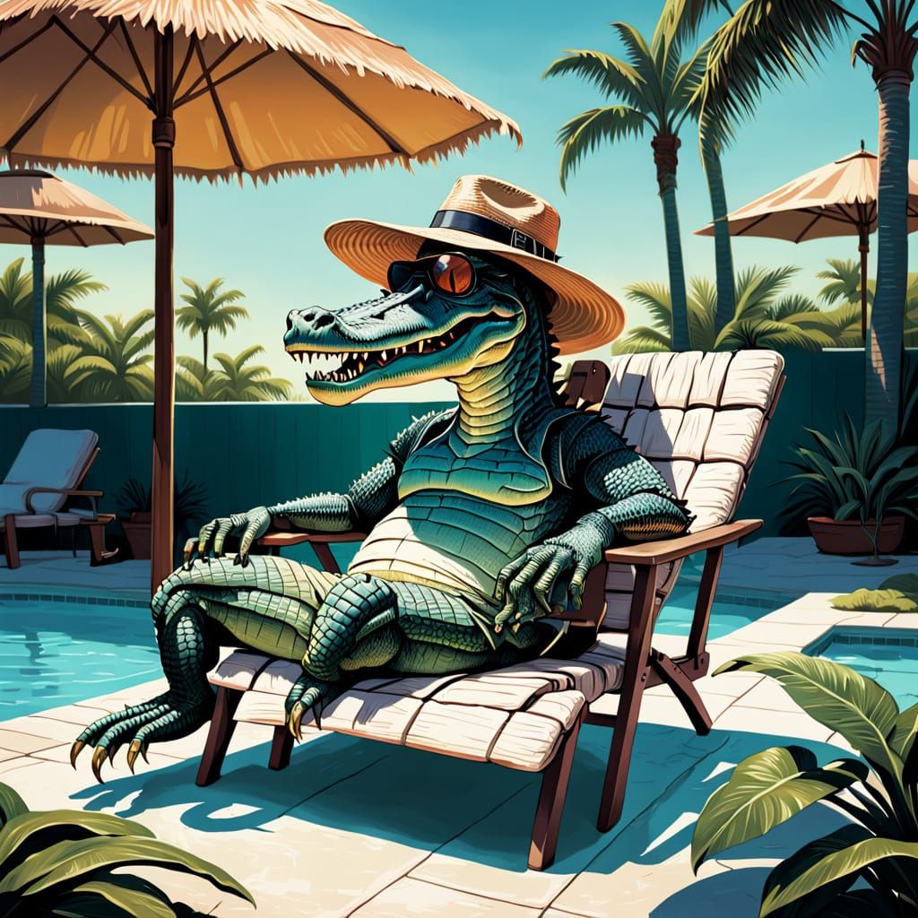 Poolside alligator