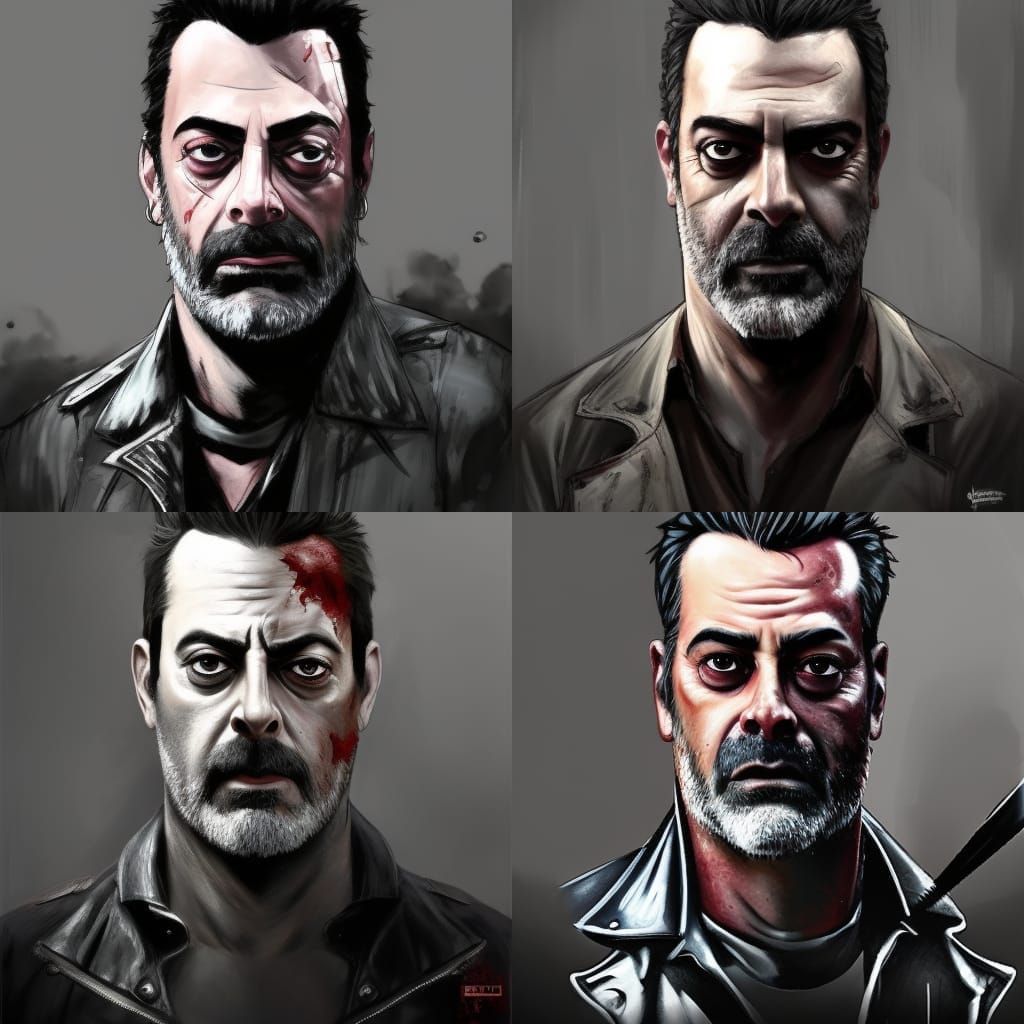 Negan Portrait with Baseball Bat, Digital Art