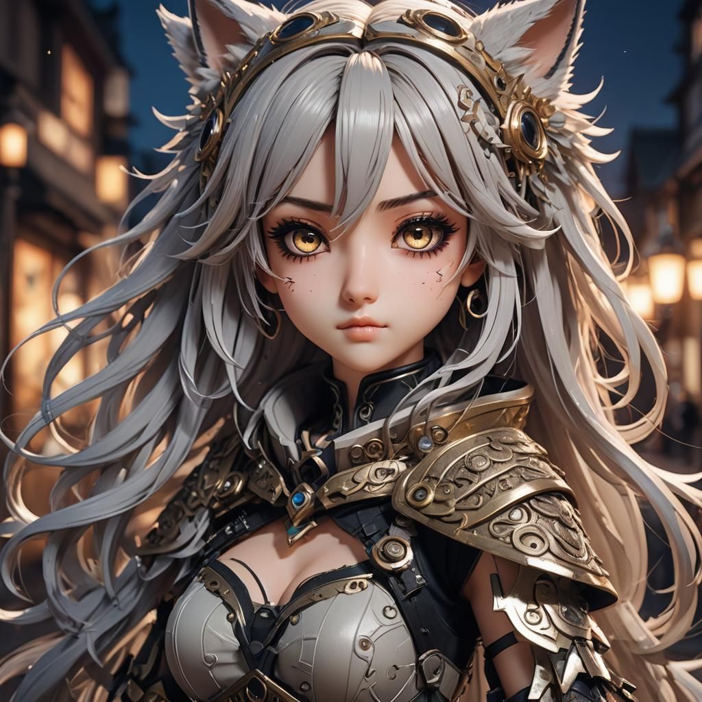 Anime Doll with Glowing Eyes in 3D Art