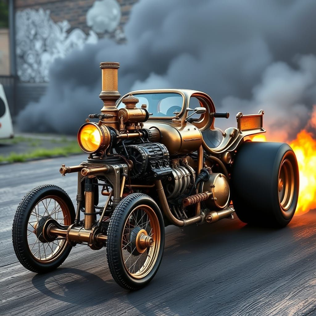 Steampunk Dragula Dragster with Intricate Engine
