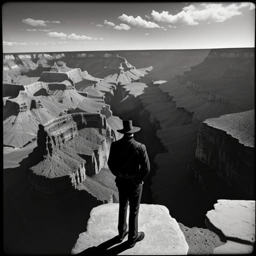 Grand Canyon in Film Noir Style, Black and White