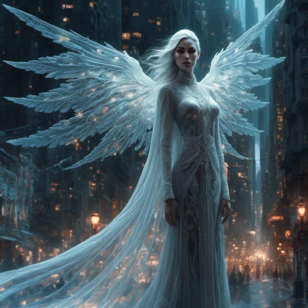 Ghostly Angel in Black Void: 3D Game Cinematic