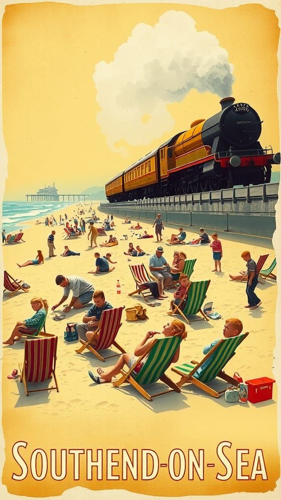 Vintage Travel Poster: Southend-on-Sea by Train
