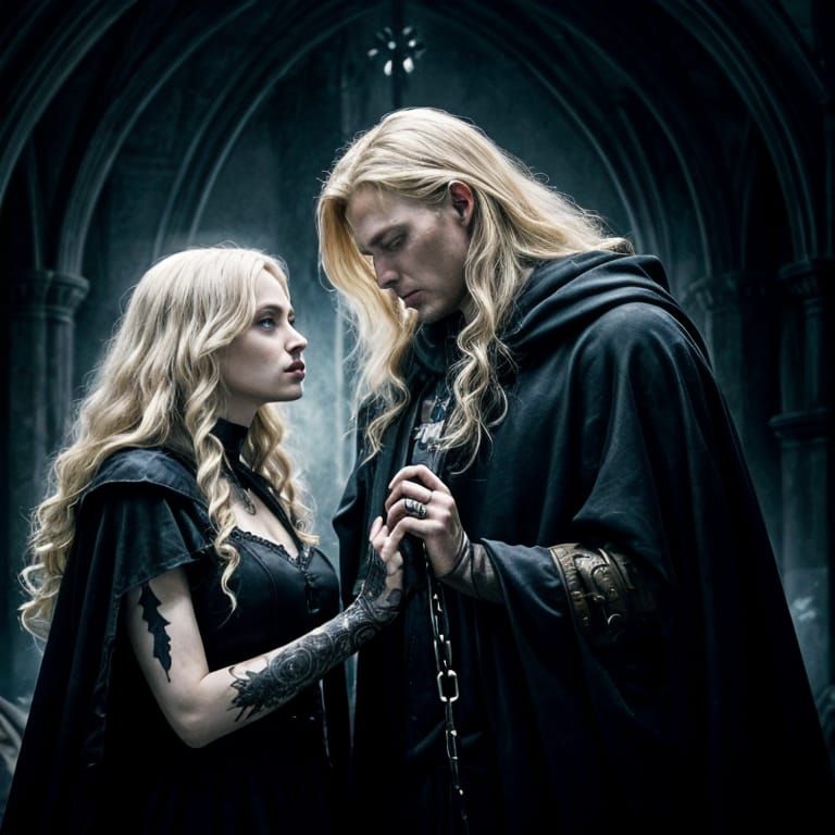 Dark Fantasy Figure in Black Cloak with Cracked Face