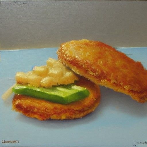 Chicken Patty in Oil Painting Style