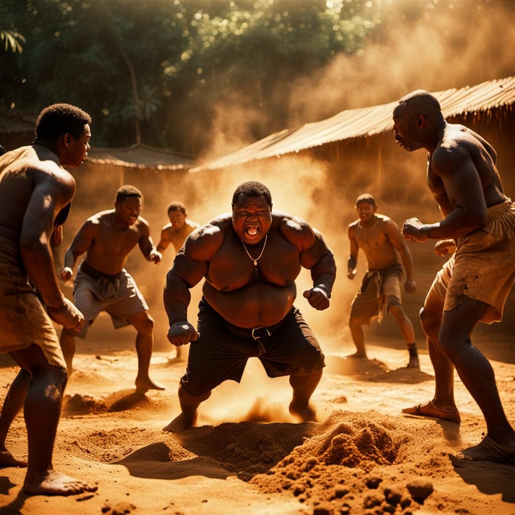 Intense Dirt Pit Fight Scene in Cinematic Style