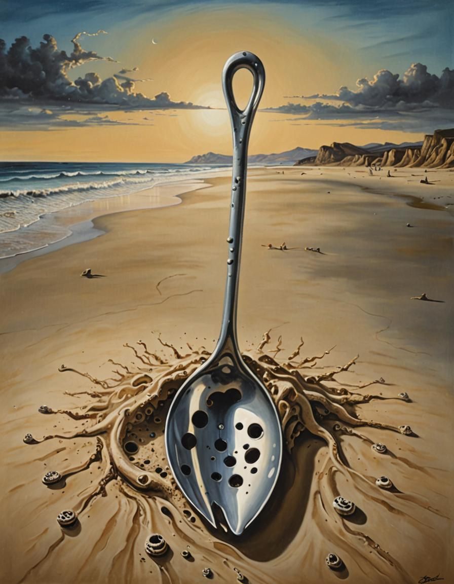 Surreal Fork on Beach, Salvador Dali Style