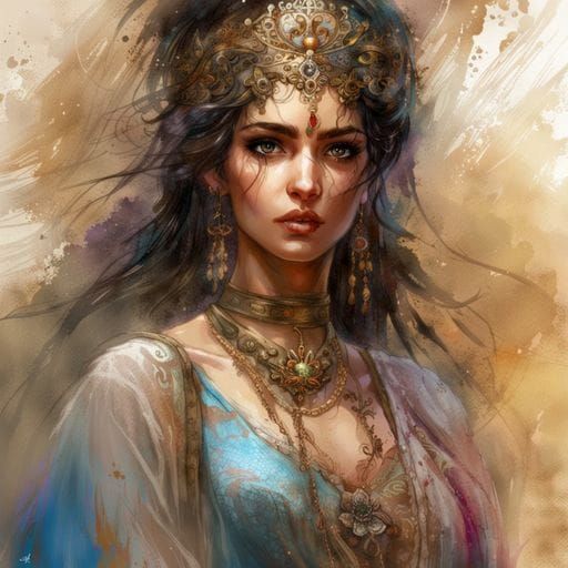 Middle Eastern Princess in Royo Style Splash Art