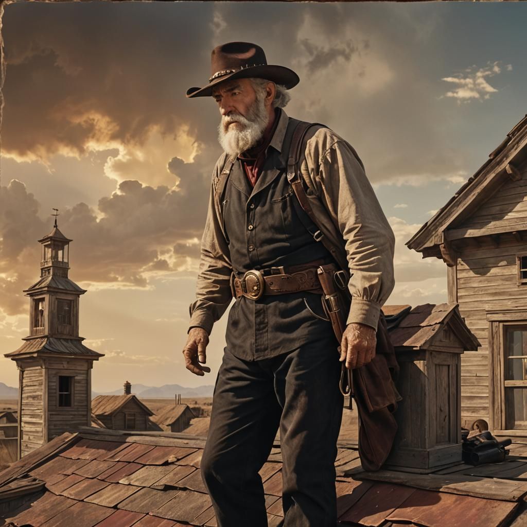 Western Old Man Spyglass Digital Matte Painting