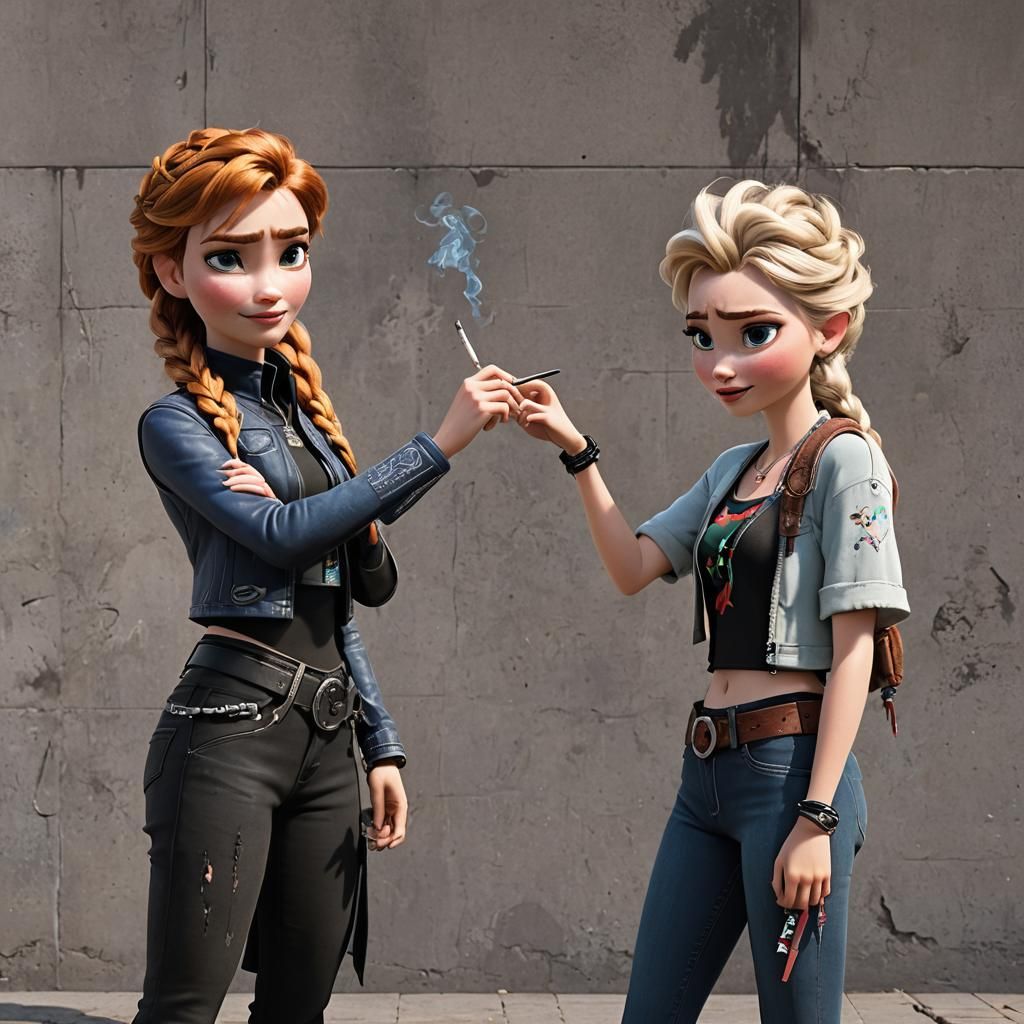Elsa and Anna as Punk Rock Rebels