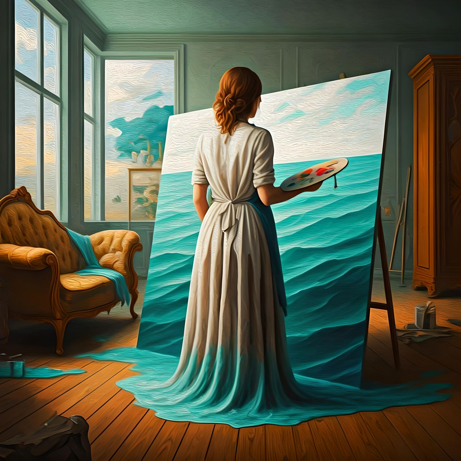 Surreal Ocean Painting Floods Reality, Dali Style
