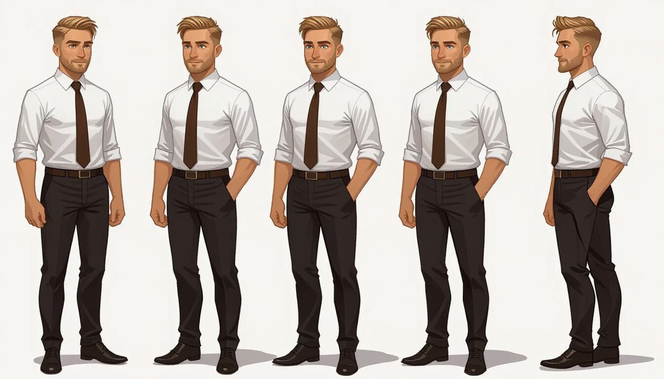 Realistic Portrait of Blond Man with Blue Eyes