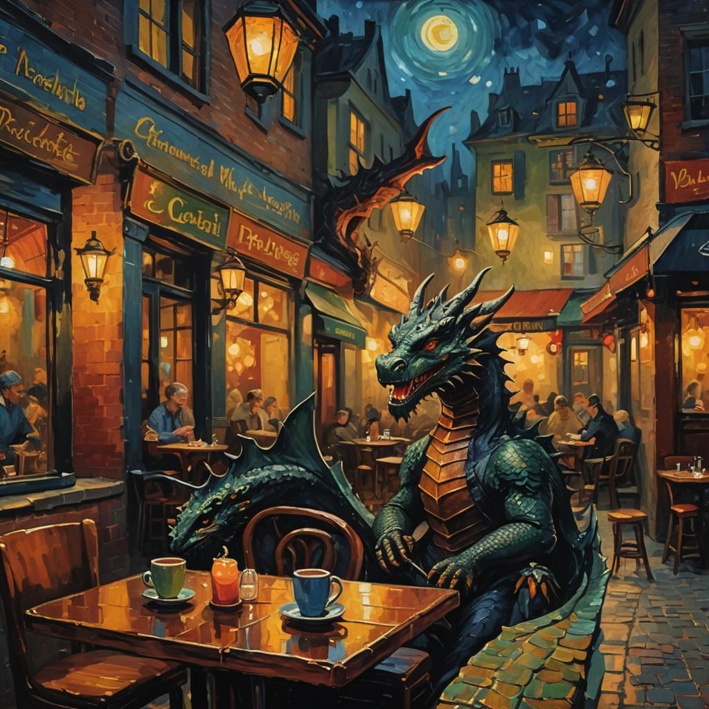 Dragon Sipping Coffee: Dutch Masters Style