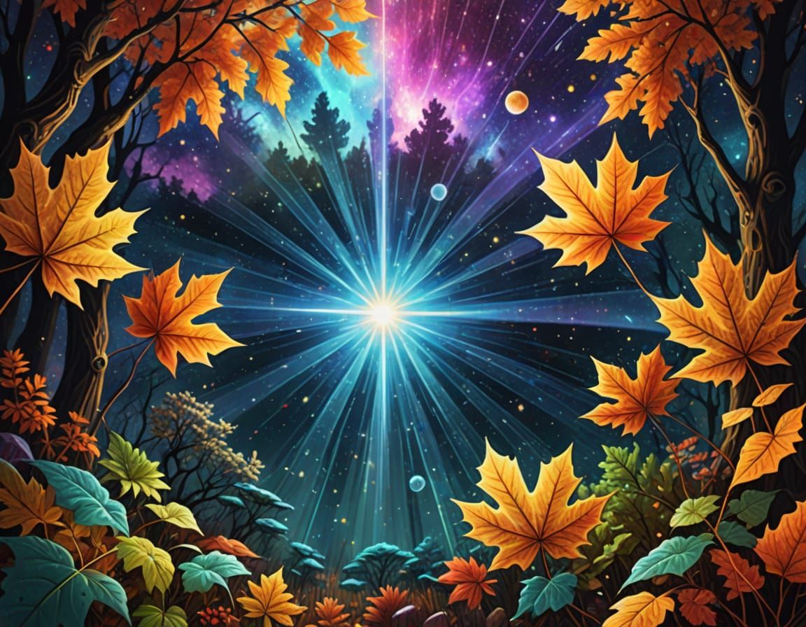 Vibrant Cosmic Landscape in Holographic Style