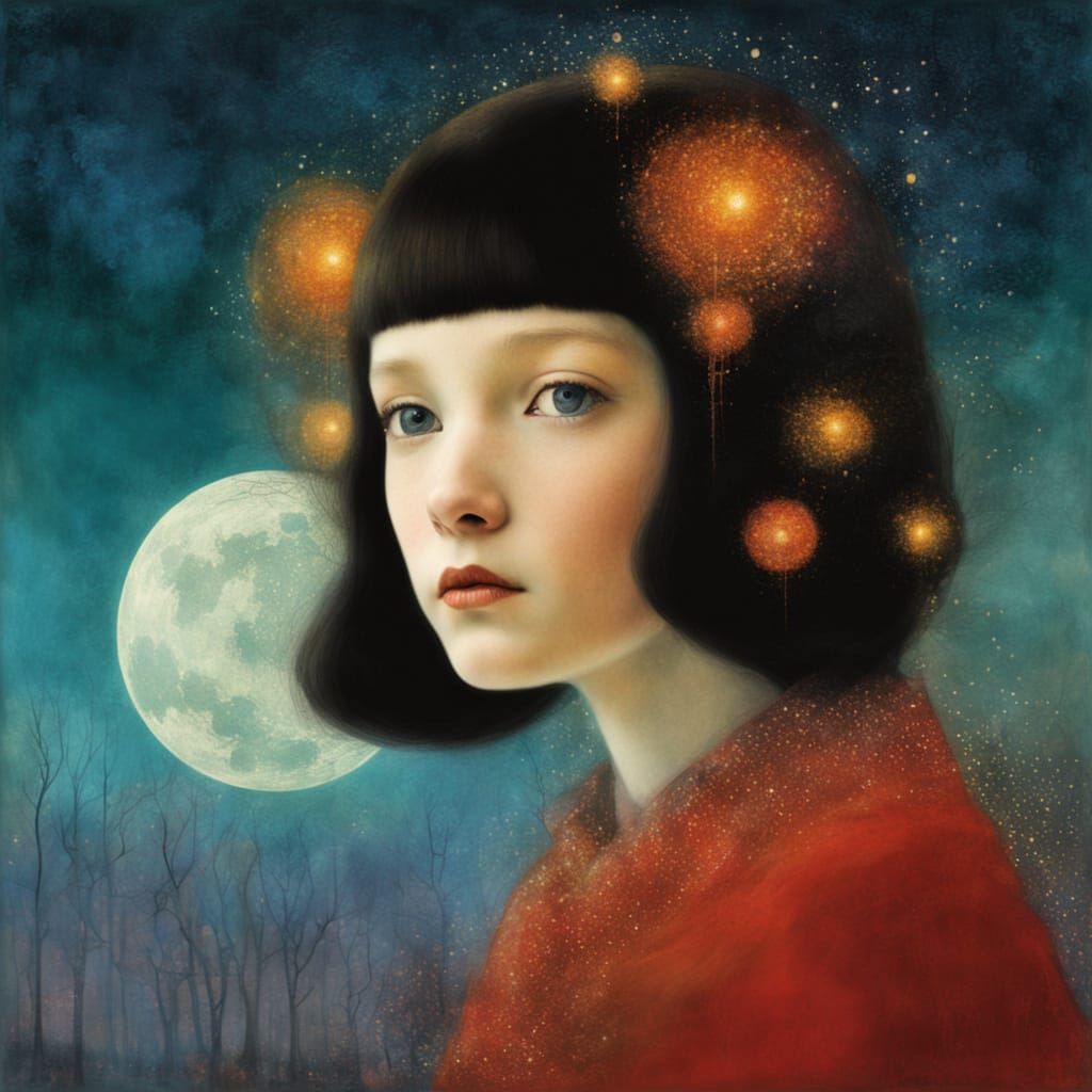 Surreal Nighttime Scene in a Gothic Aesthetic