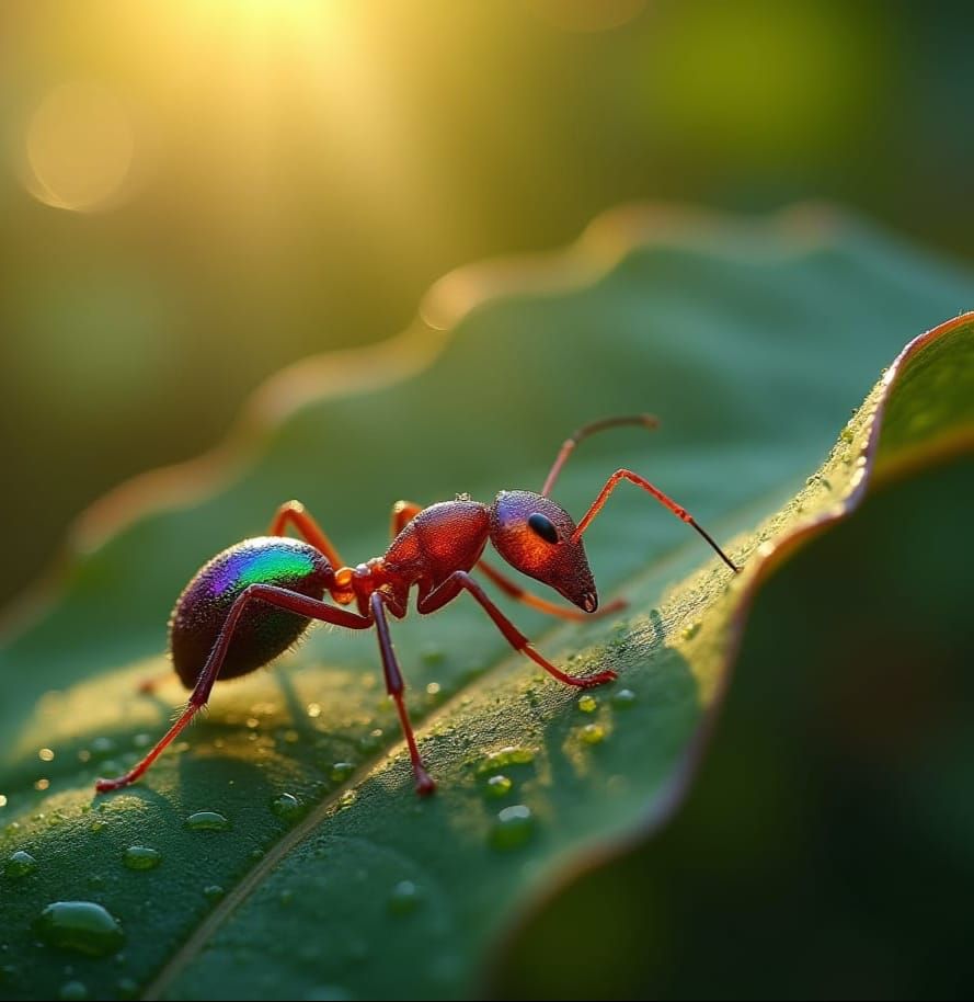 Surreal Australian Bush Scene with Iridescent Fire Ant