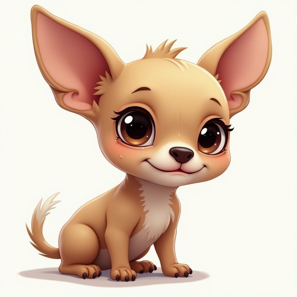 French Bulldog Min Pin Mix with Oversized Ears and Extreme U...