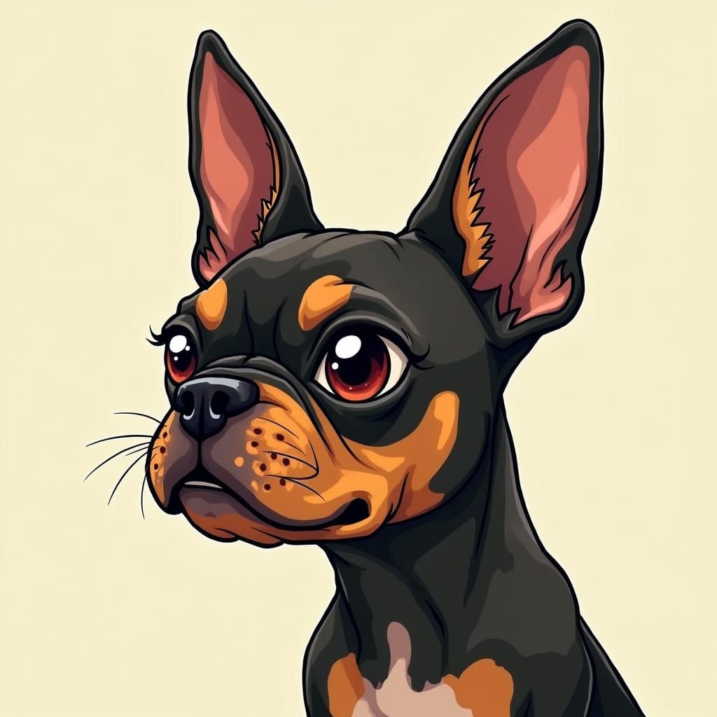 French Bulldog Min Pin Hybrid with Extreme Underbite and Tri...