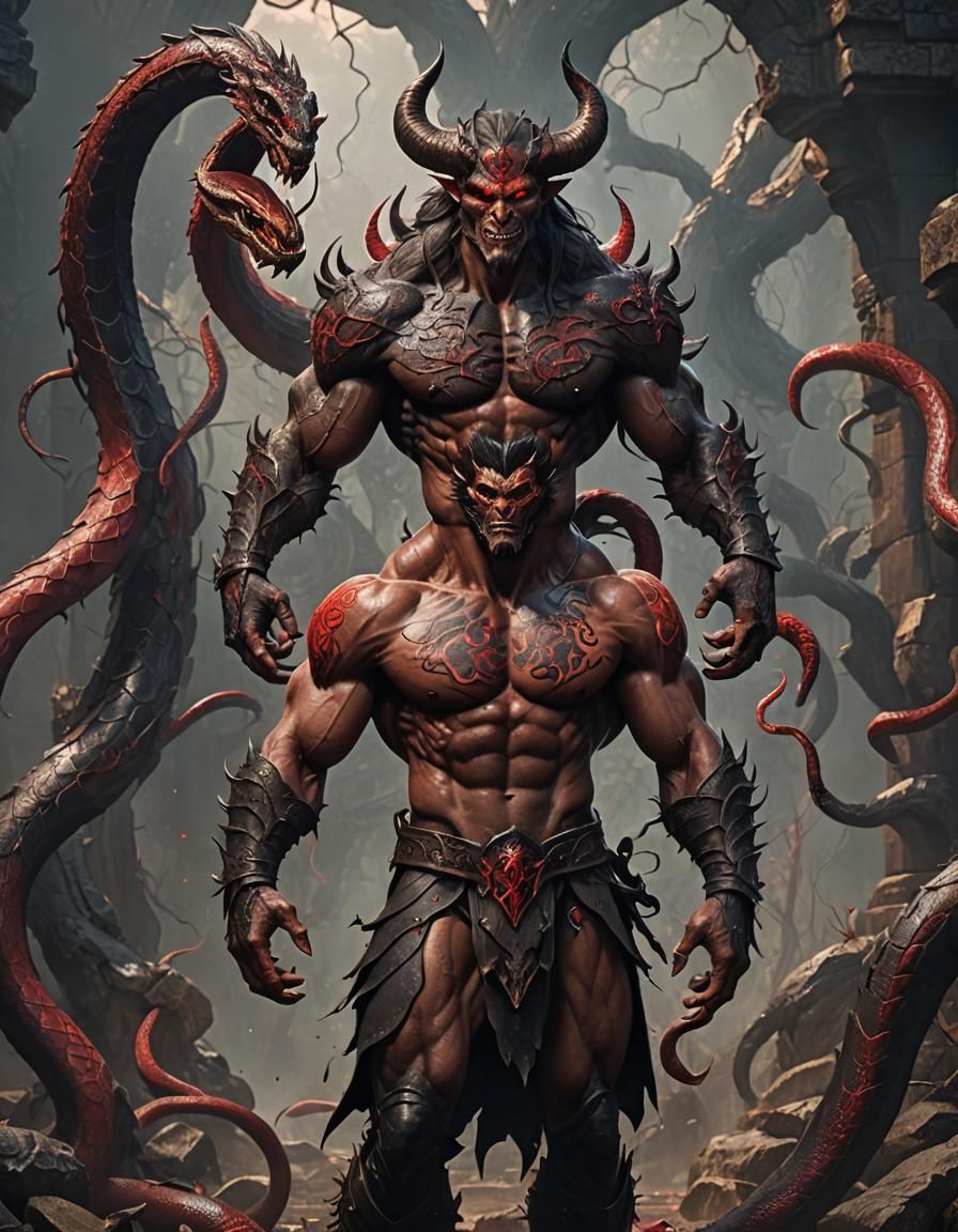 Handsome Red Snakeskin Demon Concept Art