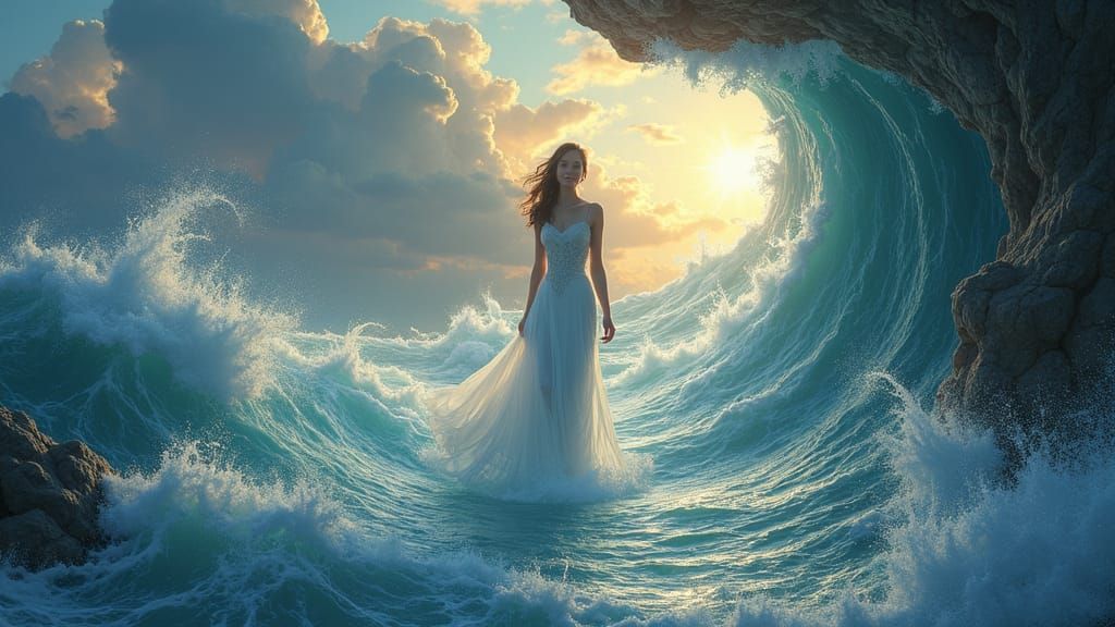 Ethereal Alchemist in Stone Ocean: Digital Art