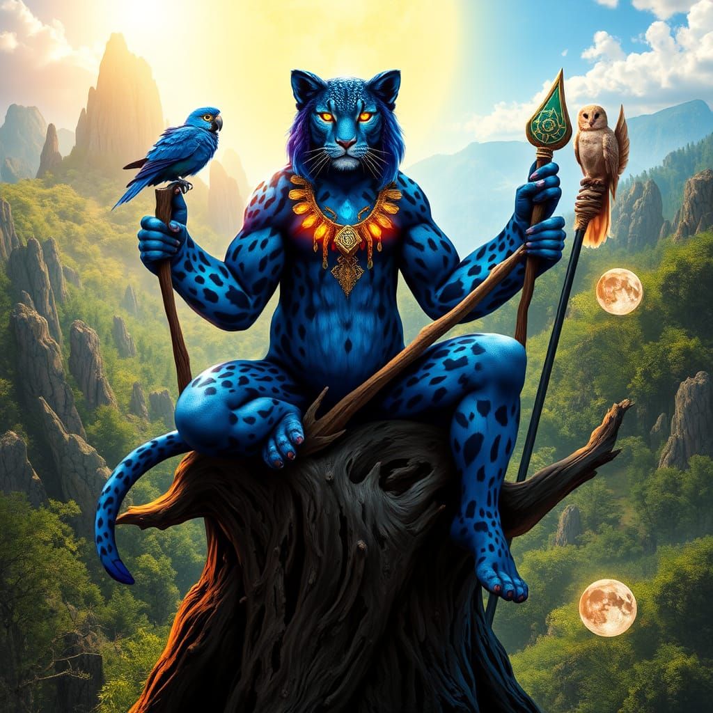 Iridescent Leopard Shaman and the Owl of Time