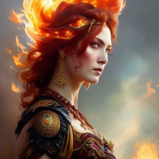 Gorgeous Ginger Goddess Portrait in Hyperrealistic Style