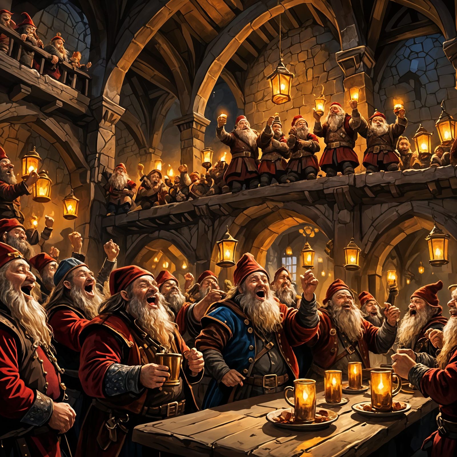 Festive Dwarven Drinking Party in Castle Hall