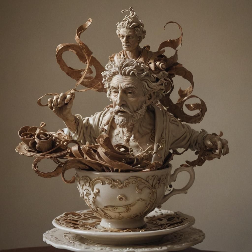 Archimedes' Surreal Tea Cup Ride: A Dali-Escher Dream
