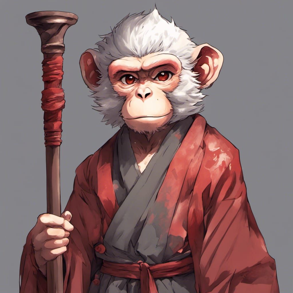Monkey Monk Portrait in Anime Style