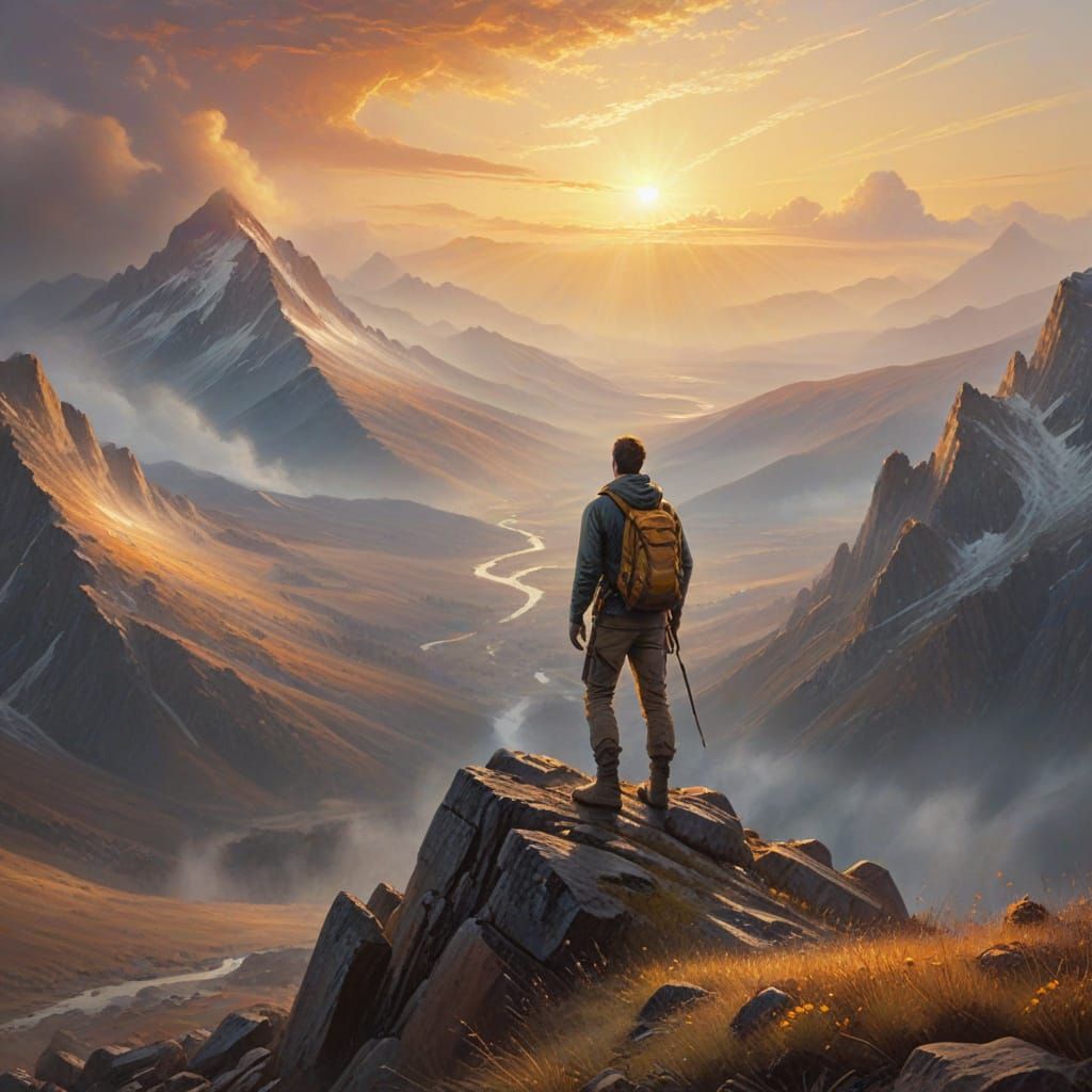 Vibrant Sunrise on a Mountain Peak