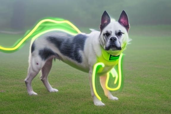 Neon Dog Portrait in Electric Colors